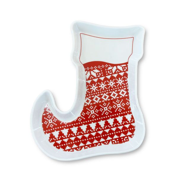 Boot christmas  plate red decore