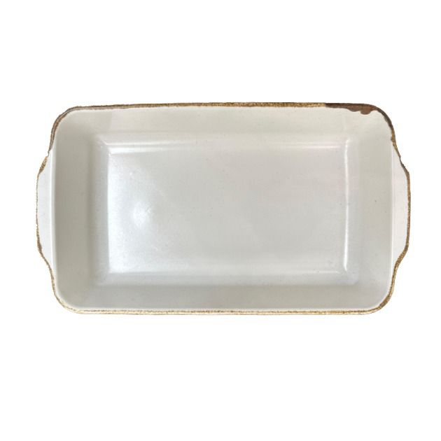 RECT OVEN 27 CM White Matt rust line