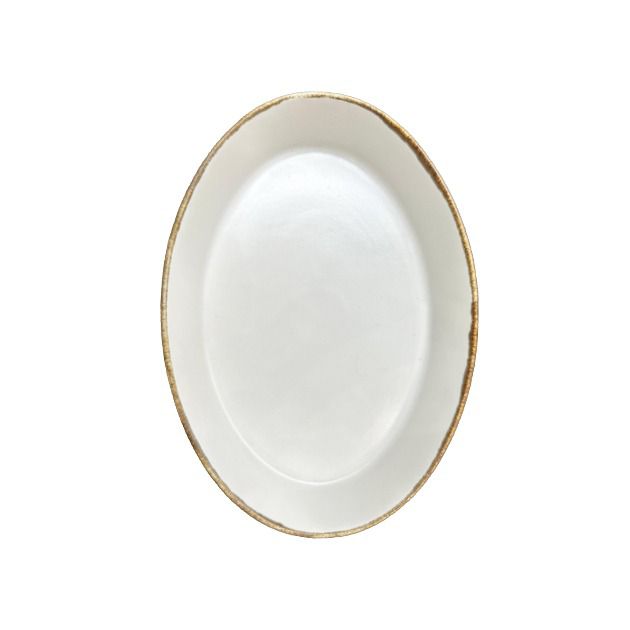 OVAL 26 CM White Matt rust line