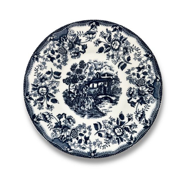 PLATE 27 CM GREEN AND BLUE English Style